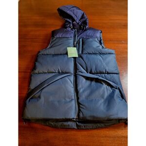 Magellan Outdoors Men's Size Small Full Zip Hooded Puffer Vest Navy Blue NWT